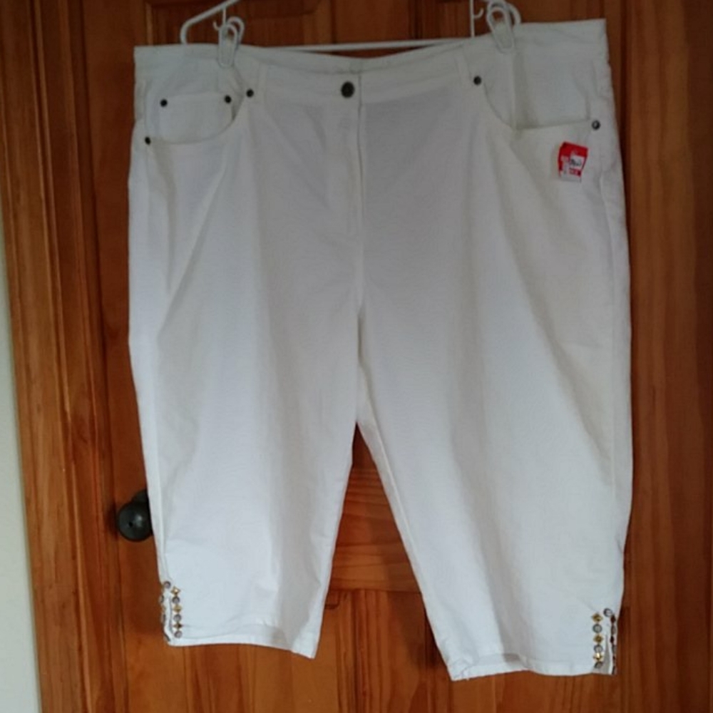 Ruby Red Embellished Stretch Shorts Plus Size 24W